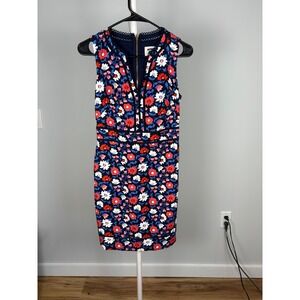 Kate Spade New York Floral Eyelet Trim Sheath Dress Navy Red White Size 0